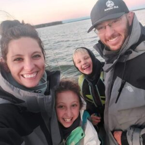Thomas is shown here with his wife Kara, son Raleigh, and daughter Lyla. His daughter has been fishing tournaments with him since she was 6 years old. 