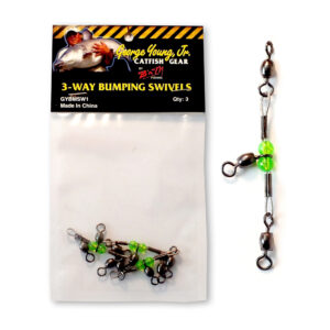 George Young Jr. 3-Way Bumping Swivels from B’n’M Poles are great for tying up bumping rigs. (Keith Sutton Photo)