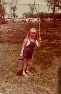 Anietra Hamper is shown here at 4-years-old with her cane pole and worm bucket. She was ready to try her luck at Grand Lake St. Mary's in Ohio. (Anietra Hamper photo)