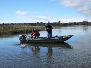 Lonnie East anchors near, or in shallow water, on rising tides to effectively fish breaks that lead to shallow flats where catfish forage.