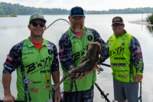 B'n'M Poles pros Dustin Goodwin, Jay Gallop, and Joey Pounders specialize in catching big flatheads (Brad Wiegmann Photo) 