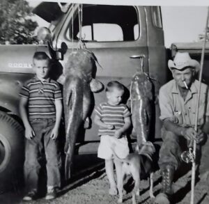 The Neosho River in Kansas has a history of producing flathead catfish as big as children. This photo was taken in 1960.
