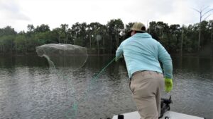 Learning to throw a cast net and catching the perfect size bait is the key to his fishing success according to Joey Pounders.  
