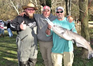 Patriot Catfishing Inc. originator Kevin Breedlove (Center) is shown here with Cedric Poynor and his veteran for the day at the 2022 Spring Patriot Catfishing event. Each individual angler is assigned to a boat to fish for the day. 