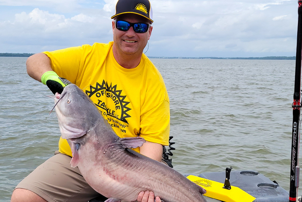Off Shore Tackle COO Nick Deshano caught this nice blue cat on Alabama’s Wheeler Lake while dragging baits with the OR37 SST Pro Mag Planer.