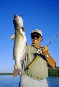 Mexico’s Lake Dominguez is among the least-known of North America’s trophy catfish waters. Channel cats the size of this one caught by Bill Skinner are common there, with 20- to 30-pounders possible.