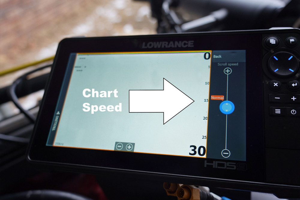 Anglers can change chart speed to faster, slower or factory setting.