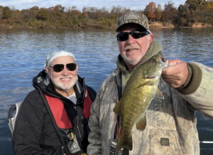 The author, Capt. Richard Simms (right), began guiding for trophy catfish in 2006, about fifteen years after Capt. James “Big Cat” Patterson paved the way for catfish guides. (Photo: Richard Kee)