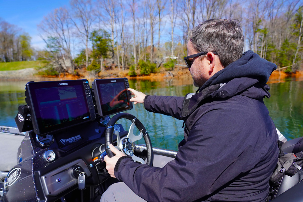 One advantage of a fishfinder keypad is being able to use it easily when driving down the lake.