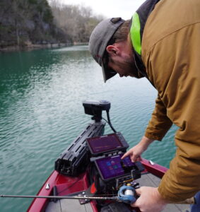 Touchscreen fishfinders can easily be operated to mark waypoints or scan maps. 