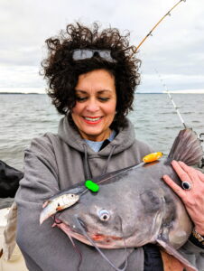 Shannon Sellers is passionate about her role as first mate on her husband’s catfishing guide boat.