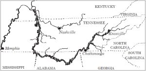 Running in a horseshoe shape from near Knoxville to western Kentucky, the Tennessee River extends 652 miles through five states. It runs in a northerly direction farther than any other river in North America except the Mackenzie River in Canada.
