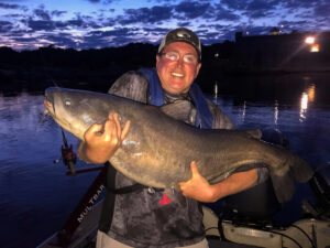 Mitchell is highly dependent on electronics to find his fish. His method is just as successful at night as it is in the daylight. 