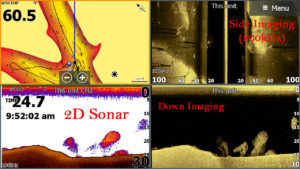 Most sonar units today have 2D Traditional sonar, down imaging and side imaging allowing anglers to see what’s below and side to side of the boat.(Photo: Brad Wiegmann)