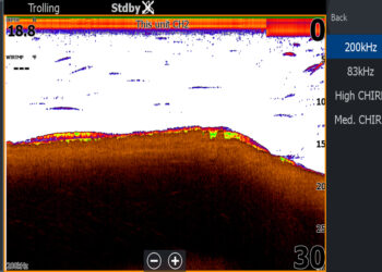 Traditional 2D sonar pings a single echo and is available in 200kHz or 83kHz. (Brad Wiegmann Photo)