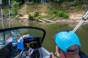 Cover located near deep water is a spot where flatheads will ambush prey. (Brad Wiegmann Photo)