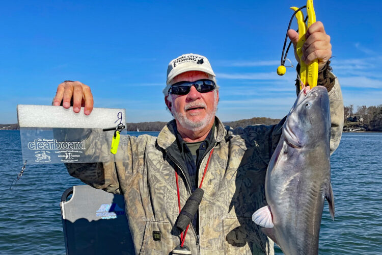 When smaller catfish hit beneath a planer board, sometimes it is hard to tell if it’s a fish or a snag. But when this behemoth took the bait, the planer board shot across the water like a rocket and Ross Roberson knew he was hooked up with something special.