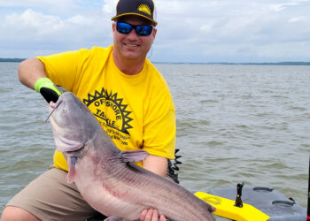 Off Shore Tackle COO Nick Deshano caught this nice blue cat on Alabama’s Wheeler Lake while dragging baits with the OR37 SST Pro Mag Planer.
