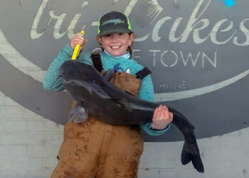 Credit Texas Parks & Wildlife) Congratulations to 9-year old Maggy Sojourner on a new Junior Waterbody record with her 26-pound-plus blue catfish from Lake Granbury, Texas.
