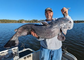 Catfish guide William Attaway with a big Lake Murray blue catfish