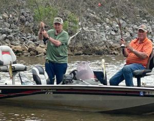 Kenny Wayne Snowden (left) and Sonny Russell with a double hook-up on Okatibbee.