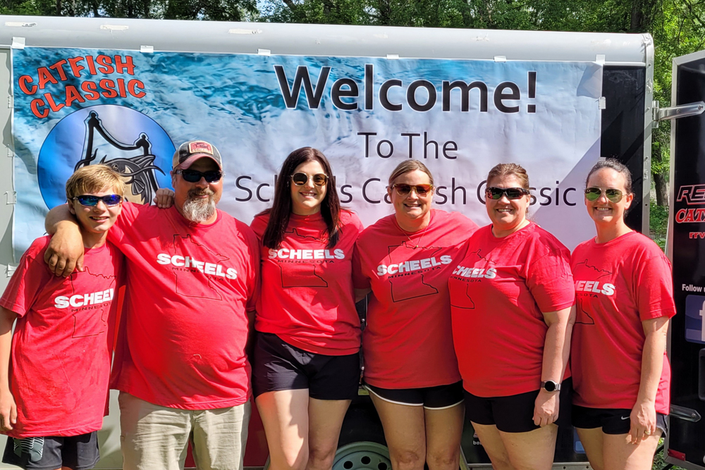 The weigh-in crew at the brand-new Moorhead, Minnesota tournament that is now known as the Marley Concrete Cats Tournament. It was at this event that the crew first truly came together as the team.