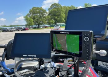 Can you spot the monitor in this group of sonar/GPS units? The NBT Marine Electronics is similar to a regular unit but costs less.