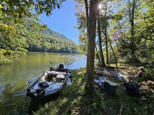 Sometimes Katie and her boyfriend, Marc Cooper, enjoy camping on the water. They always pick a spot where they can put lines out in hopes of a big catfish coming along. (Contributed Photo)