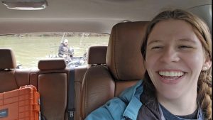 Marc Cooper posted this photo on Facebook, writing, “This is the face of a girl who backed the boat trailer in for the first time!!” (Contributed Photo)