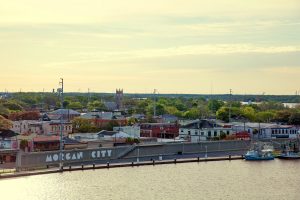 Morgan City, Louisiana and its sister city Berwick across the river have plenty of wharf to fish from. 