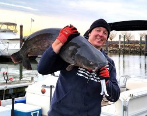 Guide Owen Koch had his hands full with this big Potomac River blue cat.