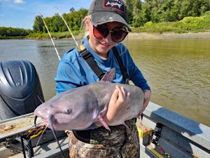 Charli Flesch from Minnesota caught this 21-pound channel cat for a new personal best on her 16th birthday. The trip was a gift from her Grandpa Jim.