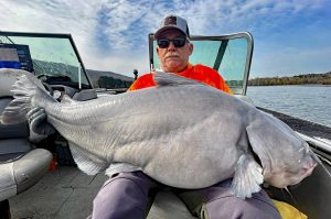 Capt. Jackson Mitchell said his favorite time to pursue trophy catfish is December through March. This behemoth was caught on Wheeler Lake by one of Capt. Jackson's clients, Mr. Cliffe, on March 23, 2026. (Photo courtesy Capt. Jackson Mitchell)