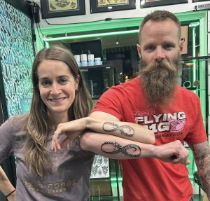 Teamwork: that’s the name of the game balancing a successful guiding career and someone holding down the fort at home. Crystal Jellison and husband, Capt. Joe Jellison, got matching tattoos on their recent 15th anniversary trip to Hawaii. (Photo courtesy Capt. Joe Jellison)