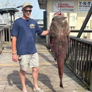 113.7 pounds: Joseph Driggers’ Pee Dee River flathead smashed the South Carolina record. (courtesy of South Carolina DNR)