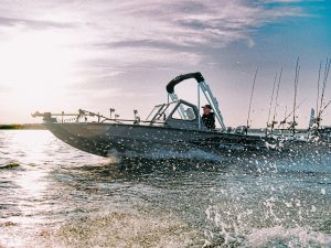 Ferguson’s 24-foot SeaArk Pro Guide boat is nearly eight-feet wide. It is designed and rigged out exclusively for catfish. No matter what the fishing conditions or the technique, he is always ready to adjust accordingly.